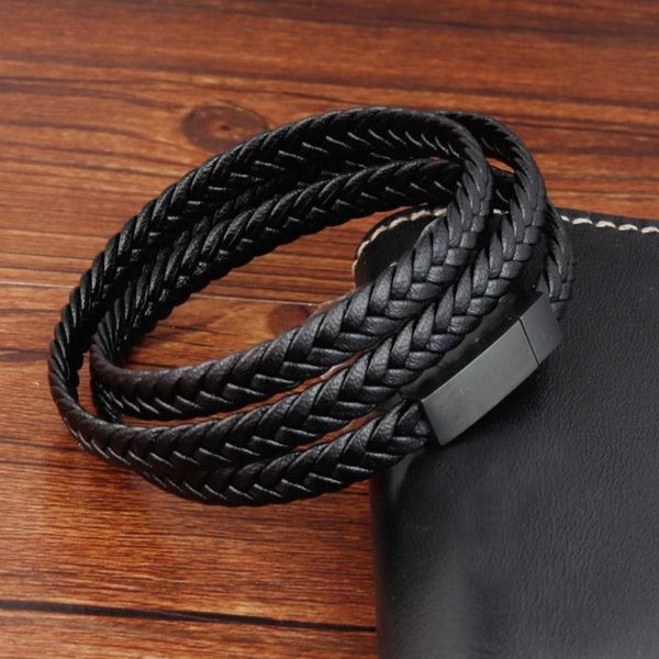 bangle men's minimalist multilayer leather magnetic clasp braided bracelet fashion trend jewelry accessories, Black
bangle men's minimalist multilayer leather magnetic clasp braided bracelet fashion trend jewelry accessories, Black