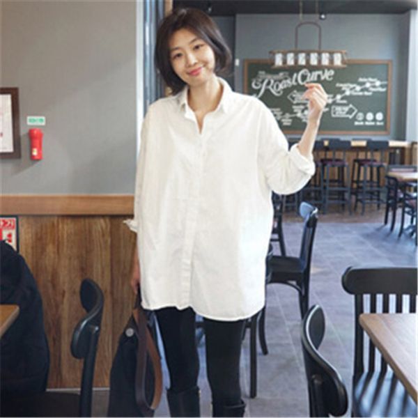 2021 new white shirt autumn full all match front short back long loose medium length solid women blouses yonb, White;black
2021 new white shirt autumn full all match front short back long loose medium length solid women blouses yonb, White;black