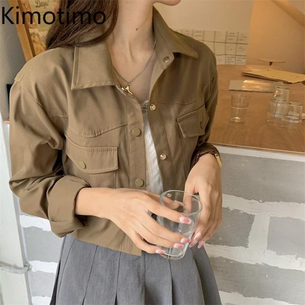 women's jackets kimotimo tooling short coat women 2021 autumn all-match cool ladies korean casual long sleeve solid fashion jacket, Black;brown
women's jackets kimotimo tooling short coat women 2021 autumn all-match cool ladies korean casual long sleeve solid fashion jacket, Black;brown