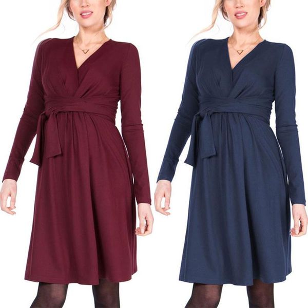 maternity dresses breast feeding women v neck long sleeve dress high waist pregnant ladies bandage solid color, White
maternity dresses breast feeding women v neck long sleeve dress high waist pregnant ladies bandage solid color, White