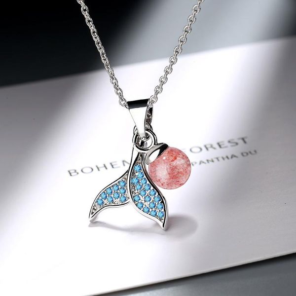 pendant necklaces mermaid dolphin tail necklace female nonsense natural strawberry crystal pink student mori clavicle chain, Silver
pendant necklaces mermaid dolphin tail necklace female nonsense natural strawberry crystal pink student mori clavicle chain, Silver