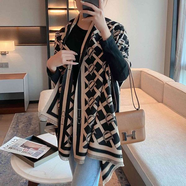 design warm office scarf women's autumn and new imitation cashmere geometric versatile thickened tassel shawl dual-purpose bib, Blue;gray
design warm office scarf women's autumn and new imitation cashmere geometric versatile thickened tassel shawl dual-purpose bib, Blue;gray