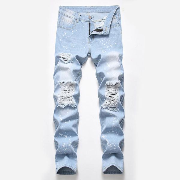 men's jeans men hip hop light color stretchy holes straight loose denim pants casual fashion the streets trousers, Blue
men's jeans men hip hop light color stretchy holes straight loose denim pants casual fashion the streets trousers, Blue