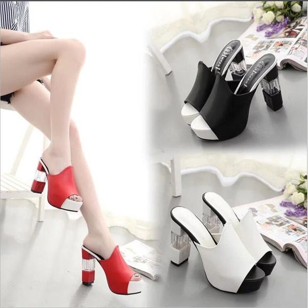 women's shoes 2021 new fish mouth shoes thick heel slippers female handmade high heel sandals, Black
women's shoes 2021 new fish mouth shoes thick heel slippers female handmade high heel sandals, Black