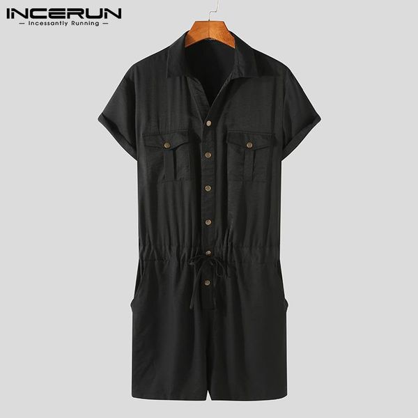 men's shorts men rompers lapel solid streetwear button casual short sleeve pockets jumpsuits leisure fashion cargo overalls incerun s-5, White;black
men's shorts men rompers lapel solid streetwear button casual short sleeve pockets jumpsuits leisure fashion cargo overalls incerun s-5, White;black