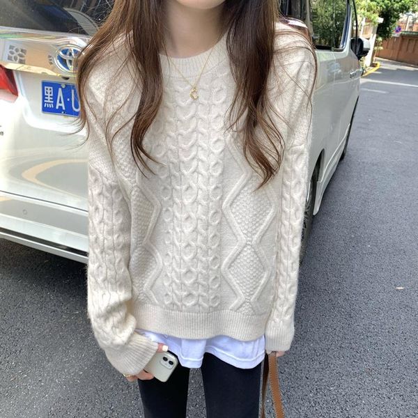 women's sweaters autumn and winter korean style lazy wind loose sweater fake two-piece thick outer wear, White;black
women's sweaters autumn and winter korean style lazy wind loose sweater fake two-piece thick outer wear, White;black