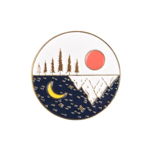 cartoon round gold silver plated brooches for women paint lapel pins funny mountain peak moon sun day and night badges denim shirt gift bag, Gray
cartoon round gold silver plated brooches for women paint lapel pins funny mountain peak moon sun day and night badges denim shirt gift bag, Gray