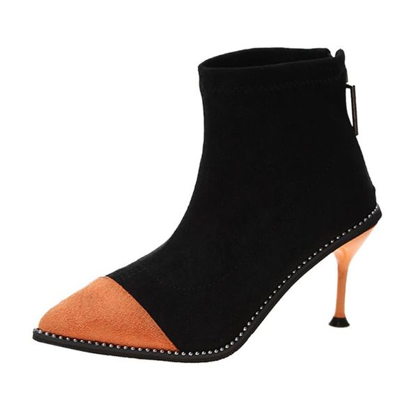 boots stiletto women fashion flock zipper high thin heels ankle shoes womens pointed toe, Black
boots stiletto women fashion flock zipper high thin heels ankle shoes womens pointed toe, Black
