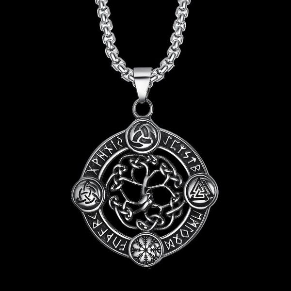 pendant necklaces vikings jewelry stainless steel talisman amulet tree of life round disc necklace chains, Silver
pendant necklaces vikings jewelry stainless steel talisman amulet tree of life round disc necklace chains, Silver