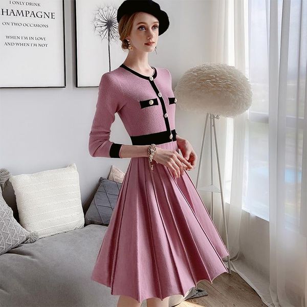 casual dresses single breasted fit and flare dress female elegant pink knit women autumn winter o-neck long sleeve, Black;gray
casual dresses single breasted fit and flare dress female elegant pink knit women autumn winter o-neck long sleeve, Black;gray