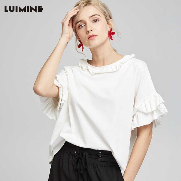 2021 fashion t shirts summer korean solid round ne loose drop shoulder medium sleeve personalized art top, White
2021 fashion t shirts summer korean solid round ne loose drop shoulder medium sleeve personalized art top, White