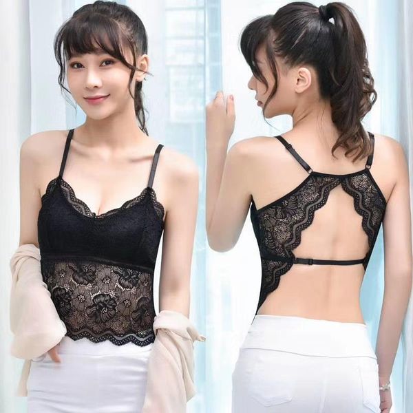 bustiers & corsets ladies beautiful back lace tube no steel ring sling bra with breast pad wrap hort gathered, Black;white 
bustiers & corsets ladies beautiful back lace tube no steel ring sling bra with breast pad wrap hort gathered, Black;white