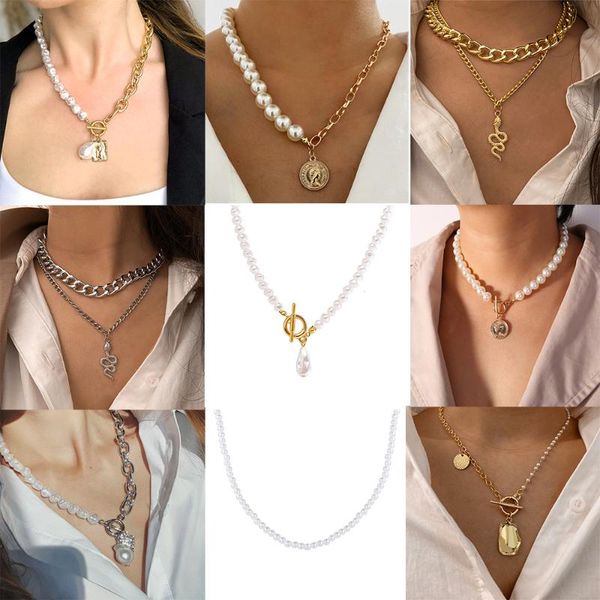 chains cross-border 2021 women's necklace exaggerated pearl ot buckle creative stitching pendant, Silver
chains cross-border 2021 women's necklace exaggerated pearl ot buckle creative stitching pendant, Silver