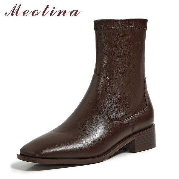 meotina genuine leather mid heel short boots women shoes square toe chunky heels slip on stretch ankle boots autumn winter 40 210608, Black
meotina genuine leather mid heel short boots women shoes square toe chunky heels slip on stretch ankle boots autumn winter 40 210608, Black