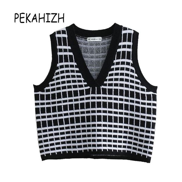 women's vests vintage knitted vest sweater women fashion oversized slim black white plaid v-neck sleeveless casual loose 2021
women's vests vintage knitted vest sweater women fashion oversized slim black white plaid v-neck sleeveless casual loose 2021