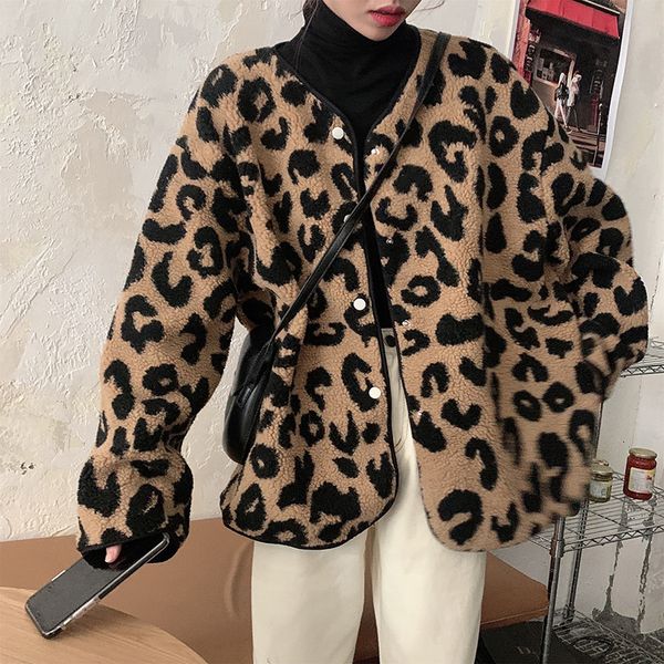 2021 autumn and winter new loose lamb cashmere leopard print sweatshirt long-sleeved single-breasted jacket women hvzg, Black
2021 autumn and winter new loose lamb cashmere leopard print sweatshirt long-sleeved single-breasted jacket women hvzg, Black
