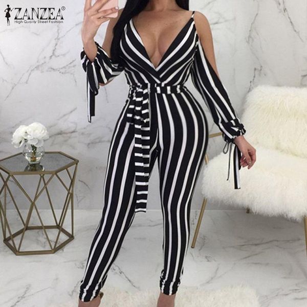 women's jumpsuits & rompers 2021 summer blackless zaznea fashion cold-shoulder overalls women deep v neck striped slim party playsuit, Black;white
women's jumpsuits & rompers 2021 summer blackless zaznea fashion cold-shoulder overalls women deep v neck striped slim party playsuit, Black;white