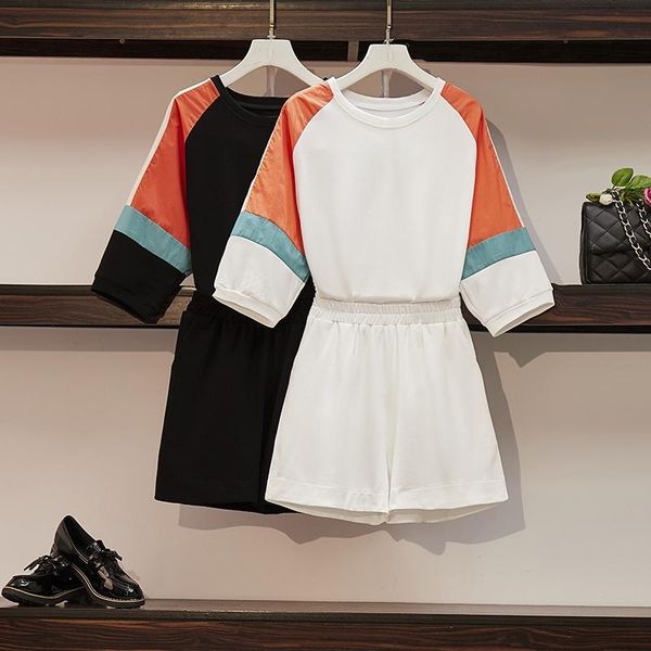 plus size tracksuits solid summer women's suit two pieces tracksuit short sleeve sports suits women 2021 casual elastic waist lady set, Black
plus size tracksuits solid summer women's suit two pieces tracksuit short sleeve sports suits women 2021 casual elastic waist lady set, Black