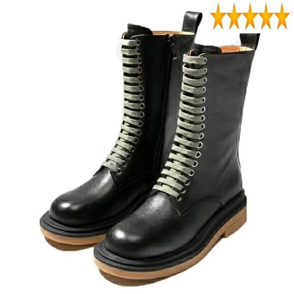 boots genuine leather mid-calf 100% women fashion autumn round toe knight england style lace up platform biker shoes, Black
boots genuine leather mid-calf 100% women fashion autumn round toe knight england style lace up platform biker shoes, Black
