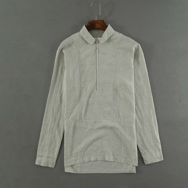 2021 new autumn and spring solid linen shirts men brand square collar flax mens plus size fashion casual shirt male chemise 756g, White 
2021 new autumn and spring solid linen shirts men brand square collar flax mens plus size fashion casual shirt male chemise 756g, White