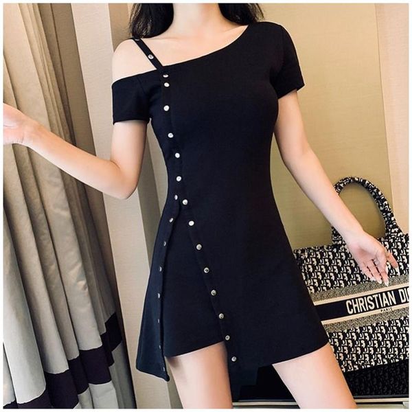 women's t-shirt easycore solid color cotton off-shoulder sling dress women irregular metal button splitting skirt, White
women's t-shirt easycore solid color cotton off-shoulder sling dress women irregular metal button splitting skirt, White