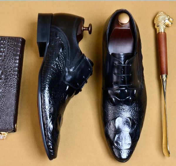 dress shoes italian handmade business formal genuine leather alligator pattern men lace up, Black
dress shoes italian handmade business formal genuine leather alligator pattern men lace up, Black