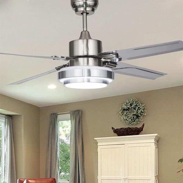 48 inch stainless steel ceiling fan led lamp 4 leaves modern ceiling fan with 18w led lamp