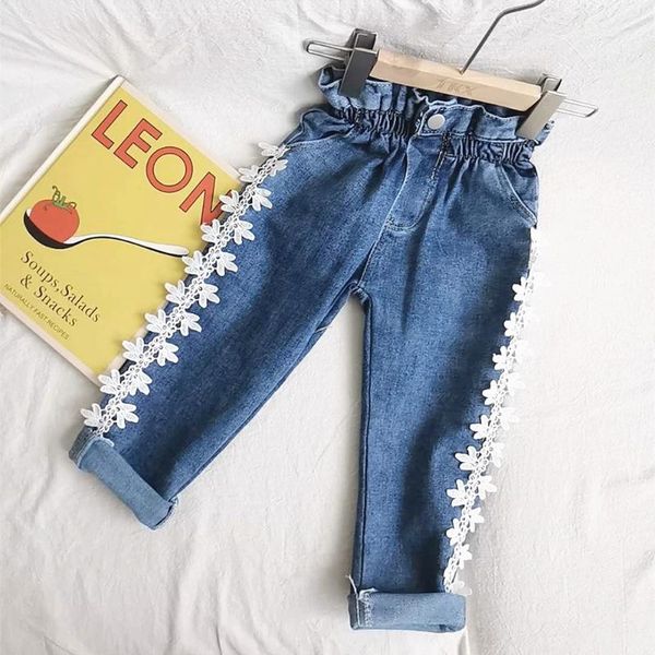 jeans fashion baby girls sweet floral lace denim pants 2021 spring autumn kids casual loose ruffled elastic high waist, Blue
jeans fashion baby girls sweet floral lace denim pants 2021 spring autumn kids casual loose ruffled elastic high waist, Blue