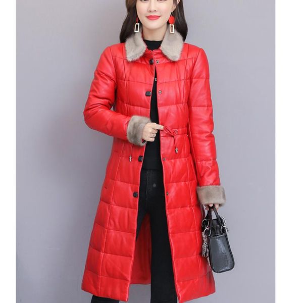 women's leather & faux mid-length jacket female 2021 winter fashion imitation otter collar fur sheep tide h00338, Black
women's leather & faux mid-length jacket female 2021 winter fashion imitation otter collar fur sheep tide h00338, Black