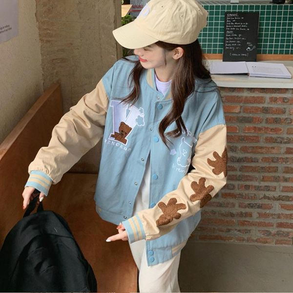 women's jackets women cartoon embroidery bear bomber college teens varsity lady baseball jacket autumn winter female outwear, Black;brown
women's jackets women cartoon embroidery bear bomber college teens varsity lady baseball jacket autumn winter female outwear, Black;brown