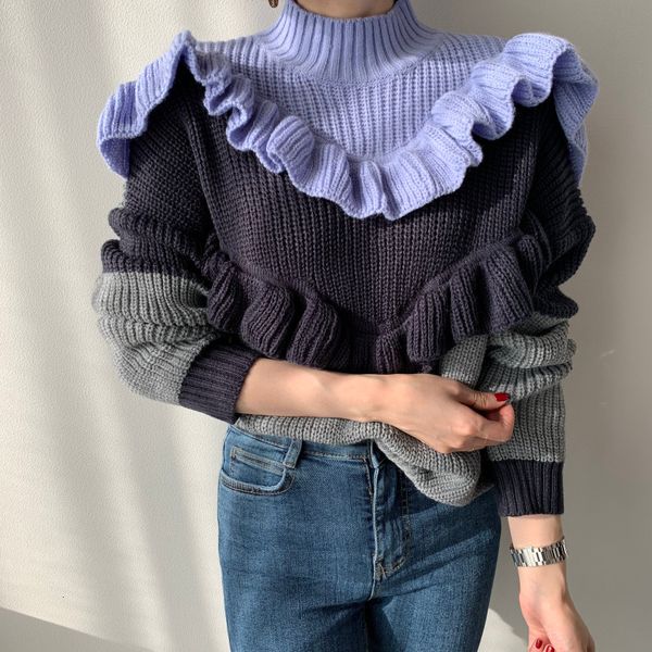 2021 vintage ol lantern sleeve sweater women new autumn winter elegant ruffled stitching knitted pullovers sweaters rtvy, White;black
2021 vintage ol lantern sleeve sweater women new autumn winter elegant ruffled stitching knitted pullovers sweaters rtvy, White;black