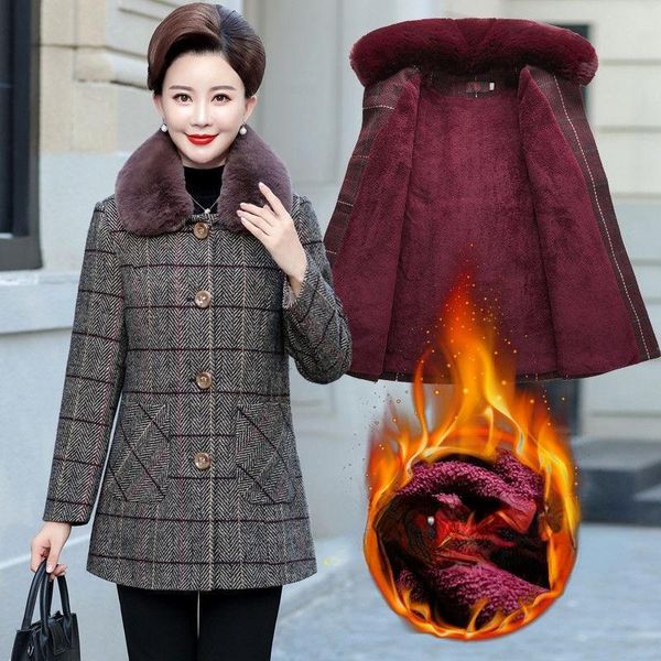 women's wool & blends winter women casual jacket plaid woolen coat elegant slim thick outerwear cardigan female cashmere overcoat y659, Black
women's wool & blends winter women casual jacket plaid woolen coat elegant slim thick outerwear cardigan female cashmere overcoat y659, Black