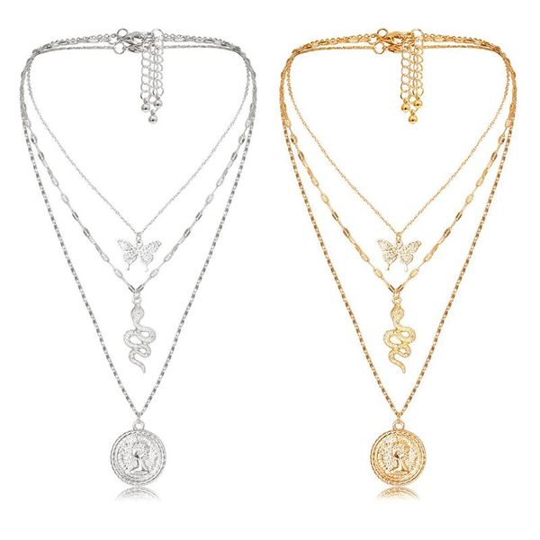 pendant necklaces multi-layer butterfly snake coin choker necklace gold silver-color long chain punk for women girl party jewelry
pendant necklaces multi-layer butterfly snake coin choker necklace gold silver-color long chain punk for women girl party jewelry