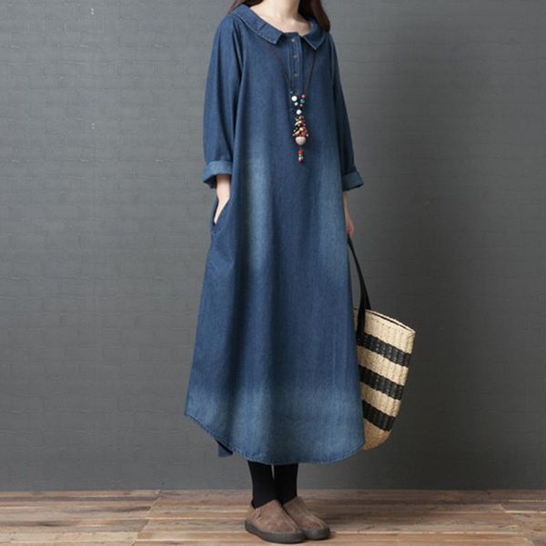 casual dresses blue boho dress bohemian women fashion denim loose doll collar pocket button dress#4, Black;gray
casual dresses blue boho dress bohemian women fashion denim loose doll collar pocket button dress#4, Black;gray