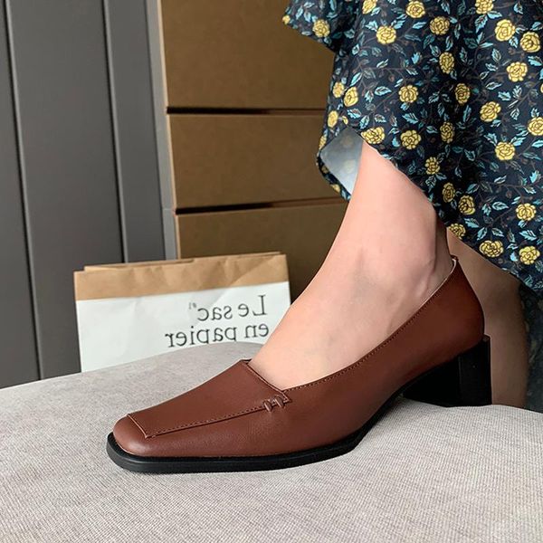 dress shoes genuine leather women square toe pumps fashion sallow slip-on high heels ladies work, Black
dress shoes genuine leather women square toe pumps fashion sallow slip-on high heels ladies work, Black