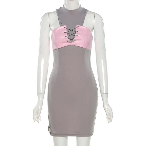 casual dresses summer splicing sleeveless skinny bodycon 2021 women's dress, Black;gray
casual dresses summer splicing sleeveless skinny bodycon 2021 women's dress, Black;gray