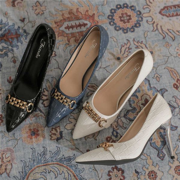 famous brand 2022 women 8.5cm high heels leather blue pumps lady office med girls scarpins fetish metal chain bride prom white shoes designe, Black
famous brand 2022 women 8.5cm high heels leather blue pumps lady office med girls scarpins fetish metal chain bride prom white shoes designe, Black