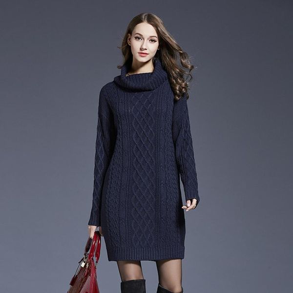 women's sweaters women long seelve kitted sweater dresses turtleneck pile collar coarse thread twisted crochet maxi autumn warm clothes, White;black
women's sweaters women long seelve kitted sweater dresses turtleneck pile collar coarse thread twisted crochet maxi autumn warm clothes, White;black