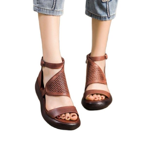 sandals 1918-5 retro handmade slope and leather shoes with thick soles casual layer cowhide roman women, Black
sandals 1918-5 retro handmade slope and leather shoes with thick soles casual layer cowhide roman women, Black