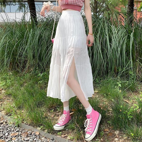 women's shorts temperament white split skirt summer 2021 korean high waist a-line mid length fashion, White;black
women's shorts temperament white split skirt summer 2021 korean high waist a-line mid length fashion, White;black