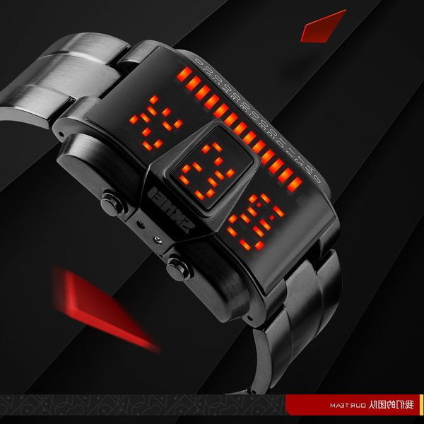 time beauty waterproof personality creative led fashion men's watch male student large dial, Slivery;brown
time beauty waterproof personality creative led fashion men's watch male student large dial, Slivery;brown