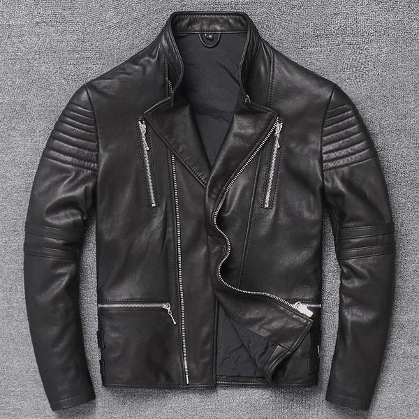 men's leather & faux special head layer sheepskin lear fur collar contracted male leisure locomotive jacket, Black
men's leather & faux special head layer sheepskin lear fur collar contracted male leisure locomotive jacket, Black
