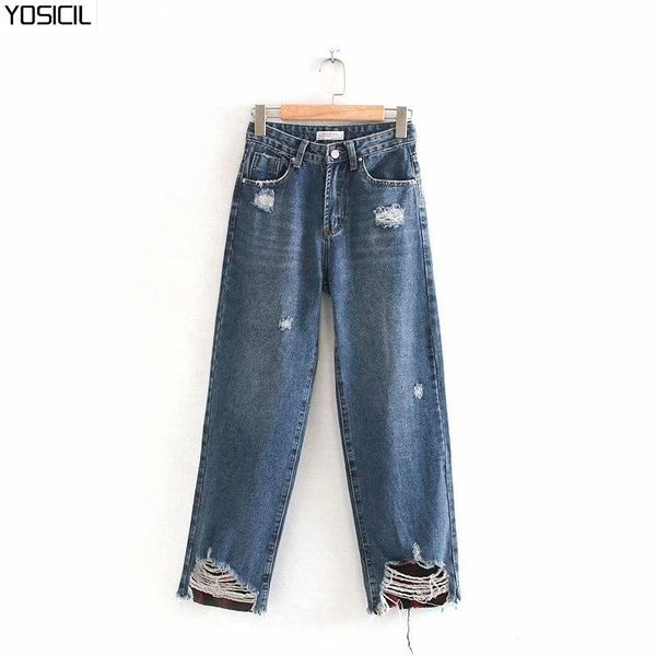 women's jeans yosicil women holes mom pants long length loose trousers wide leg streetwear buttoms baggy denim jeansy damskie, Blue
women's jeans yosicil women holes mom pants long length loose trousers wide leg streetwear buttoms baggy denim jeansy damskie, Blue