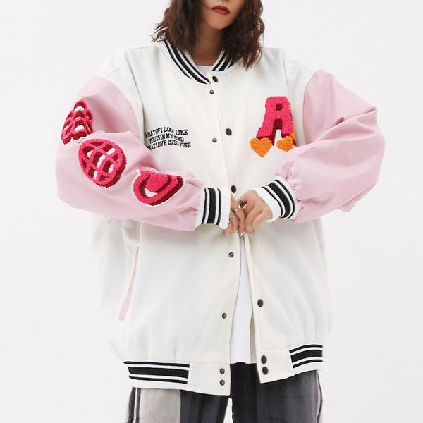 women's jackets rainbowwaves 2021 letter towel embroidery baseball coats casual oversize harajuku sweatshirt loose fashion hip hop jack, Black;brown
women's jackets rainbowwaves 2021 letter towel embroidery baseball coats casual oversize harajuku sweatshirt loose fashion hip hop jack, Black;brown