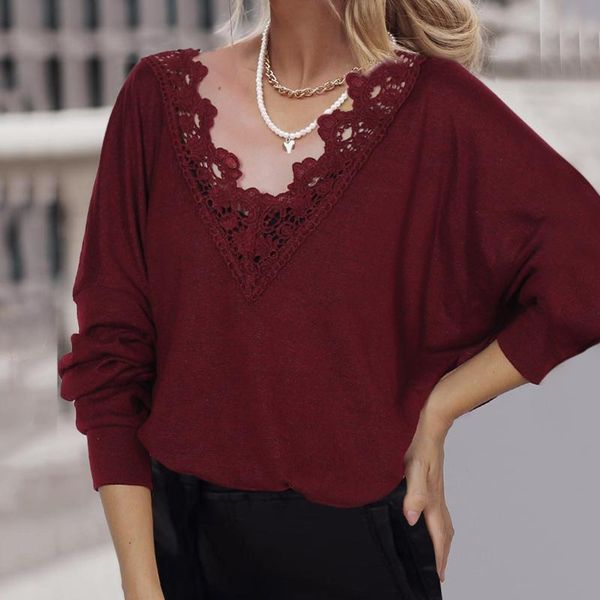 women's blouses & shirts lace blouse women casual solid splice elegant long sleeve office shirt v neck vintage pullover plus size loose, White
women's blouses & shirts lace blouse women casual solid splice elegant long sleeve office shirt v neck vintage pullover plus size loose, White