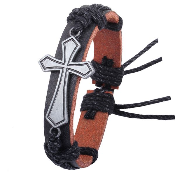 vintage punk cross bracelet handnade rope woven wrap charm leather women men bracelets female male gift jewelry, Golden;silver
vintage punk cross bracelet handnade rope woven wrap charm leather women men bracelets female male gift jewelry, Golden;silver