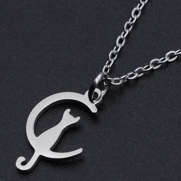 pendant necklaces cat on moon stainless steel charm necklace for women wholesale drop fashion jewelry accept oem order, Silver
pendant necklaces cat on moon stainless steel charm necklace for women wholesale drop fashion jewelry accept oem order, Silver