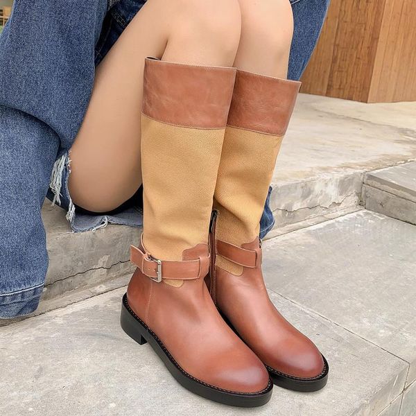 boots mixed colors belt buckle women western real leather flat heels long round toe side zipper mujer retro causal shoes, Black
boots mixed colors belt buckle women western real leather flat heels long round toe side zipper mujer retro causal shoes, Black