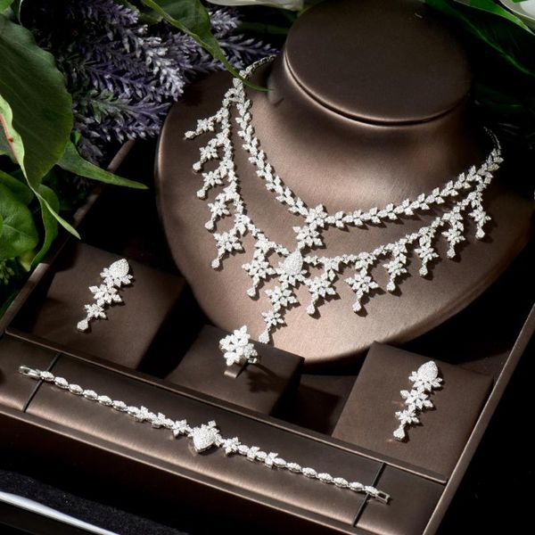 earrings & necklace hibride trendy 4pcs full micro cz luxury african jewelry set for women wedding party zircon crystal neckalce n-93, Silver
earrings & necklace hibride trendy 4pcs full micro cz luxury african jewelry set for women wedding party zircon crystal neckalce n-93, Silver