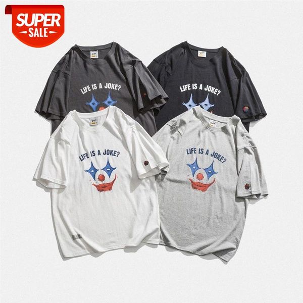 short-sleeved t-shirt men's flow round neck bottoming shirt-style retro clown print half-sleeved #z53t, White;black
short-sleeved t-shirt men's flow round neck bottoming shirt-style retro clown print half-sleeved #z53t, White;black
